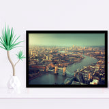 London aerial view with Tower Bridge in sunset time Framed Art Prints Wall Decor - Painting Art, Wall Art, Home Decor