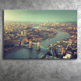 London aerial view with Tower Bridge in sunset time Canvas Prints Wall Art - Painting Canvas, Wall Decor, Home Decor, Prints for Sale