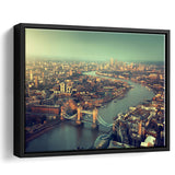 London aerial view with Tower Bridge in sunset time Framed Canvas Prints Wall Art - Painting Canvas, Wall Decor, Home Decor