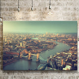 London aerial view with Tower Bridge in sunset time Canvas Prints Wall Art - Painting Canvas, Wall Decor, Home Decor, Prints for Sale