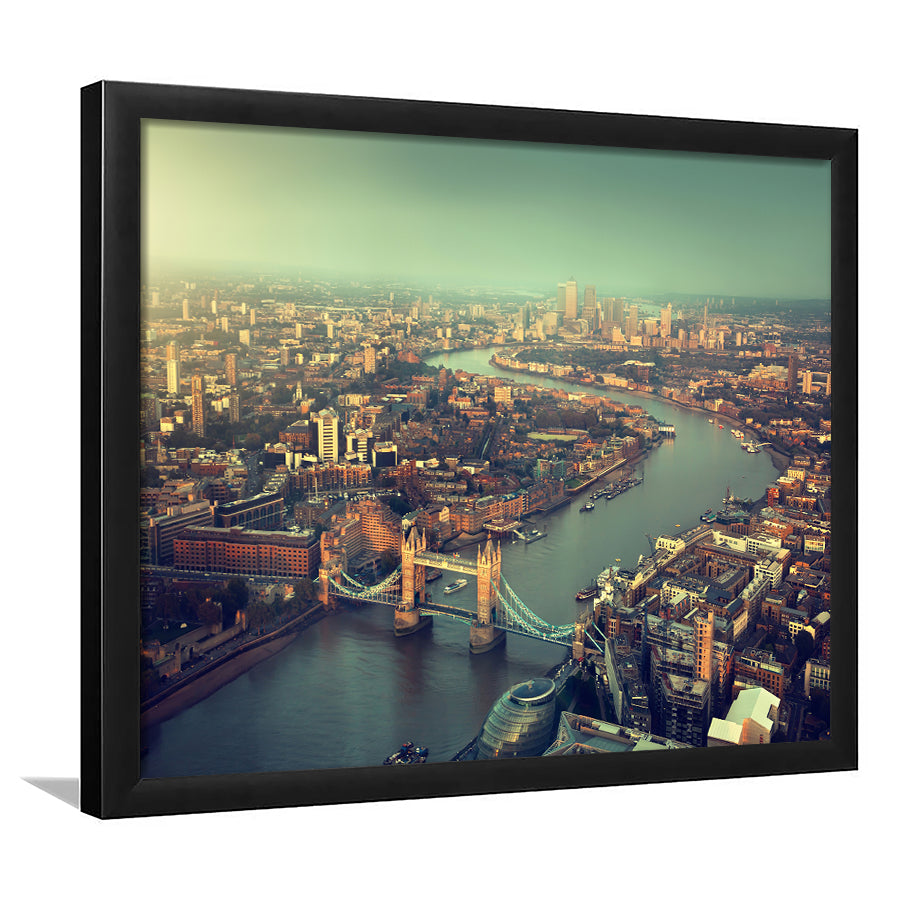 London aerial view with Tower Bridge in sunset time Framed Art Prints Wall Decor - Painting Art, Wall Art, Home Decor