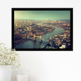 London aerial view with Tower Bridge in sunset time Framed Canvas Prints Wall Art - Painting Canvas, Wall Decor, Home Decor