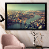 London aerial view with Tower Bridge in sunset time Framed Canvas Prints Wall Art - Painting Canvas, Wall Decor, Home Decor