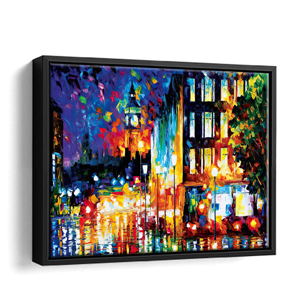 LondonS Lights Canvas Wall Art - Canvas Print, Framed Canvas, Painting Canvas