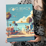 Long Beach California Retro Art Print ,City Art Print, Large Canvas, Canvas Print Wall Art Home Decor
