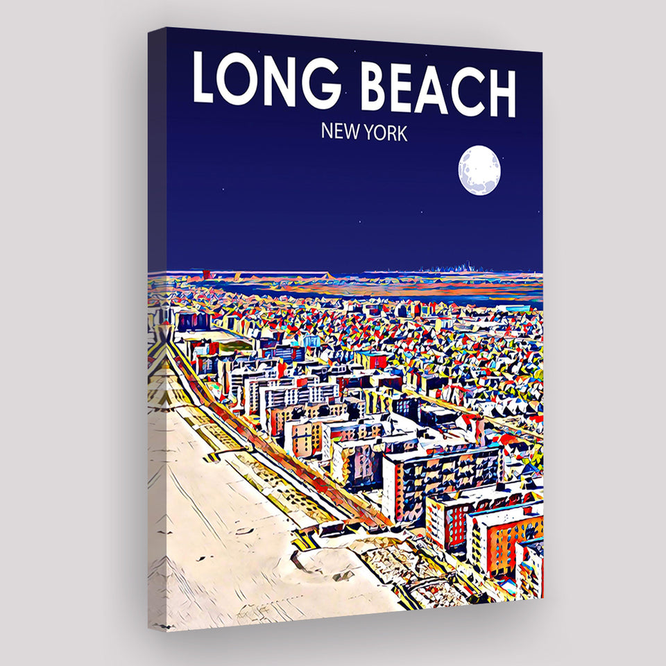 Long Beach NY Art New York Night Landscape ,City Art Print, Large Canvas, Canvas Print Wall Art Home Decor