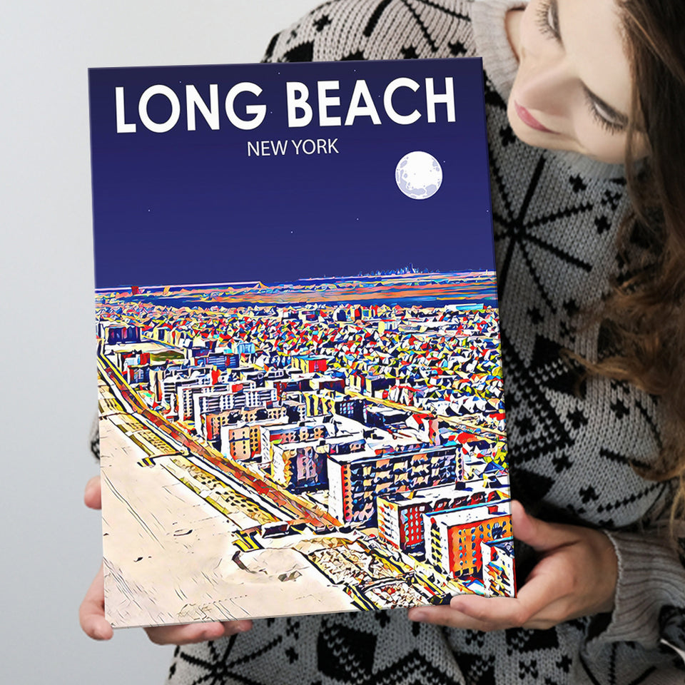 Long Beach NY Art New York Night Landscape ,City Art Print, Large Canvas, Canvas Print Wall Art Home Decor