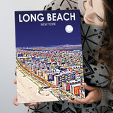 Long Beach NY Art New York Night Landscape ,City Art Print, Large Canvas, Canvas Print Wall Art Home Decor