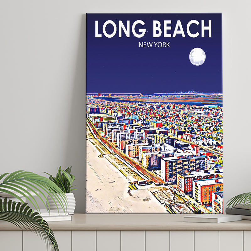 Long Beach NY Art New York Night Landscape ,City Art Print, Large Canvas, Canvas Print Wall Art Home Decor