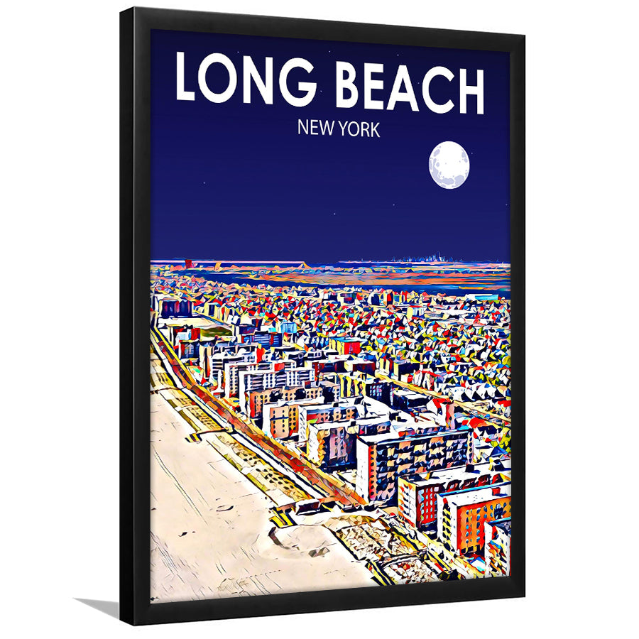 Long Beach NY Art New York Night Landscape, City Art Print, Framed Art Print Wall Art Home Decor, Framed Picture