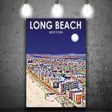 Long Beach NY Art New York Night Landscape ,City Art Print, Large Canvas, Canvas Print Wall Art Home Decor