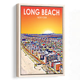 Long Beach NY Art New York Sunset Landscape, Large Canvas, Framed Canvas Print Wall Art Home Decor, Floating Frame