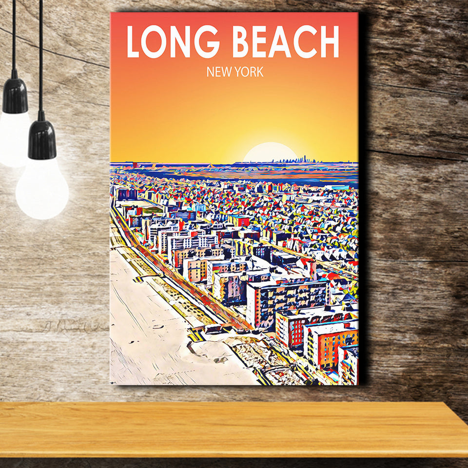 Long Beach NY Art New York Sunset Landscape ,City Art Print, Large Canvas, Canvas Print Wall Art Home Decor