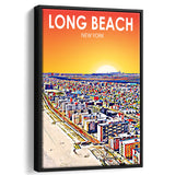 Long Beach NY Art New York Sunset Landscape, Large Canvas, Framed Canvas Print Wall Art Home Decor, Floating Frame