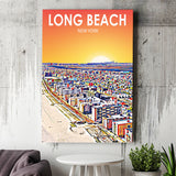 Long Beach NY Art New York Sunset Landscape ,City Art Print, Large Canvas, Canvas Print Wall Art Home Decor