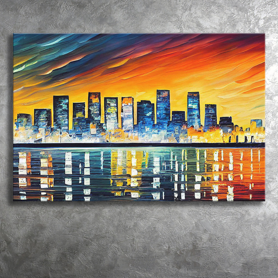Long beach California Skyline Long beach Painting Wall Art, Sport Art Prints Fan Gift, Canvas Prints Wall Art Decor