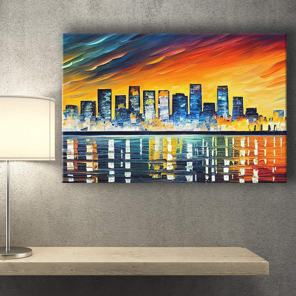 Long beach California Skyline Long beach Painting Wall Art, Sport Art Prints Fan Gift, Canvas Prints Wall Art Decor