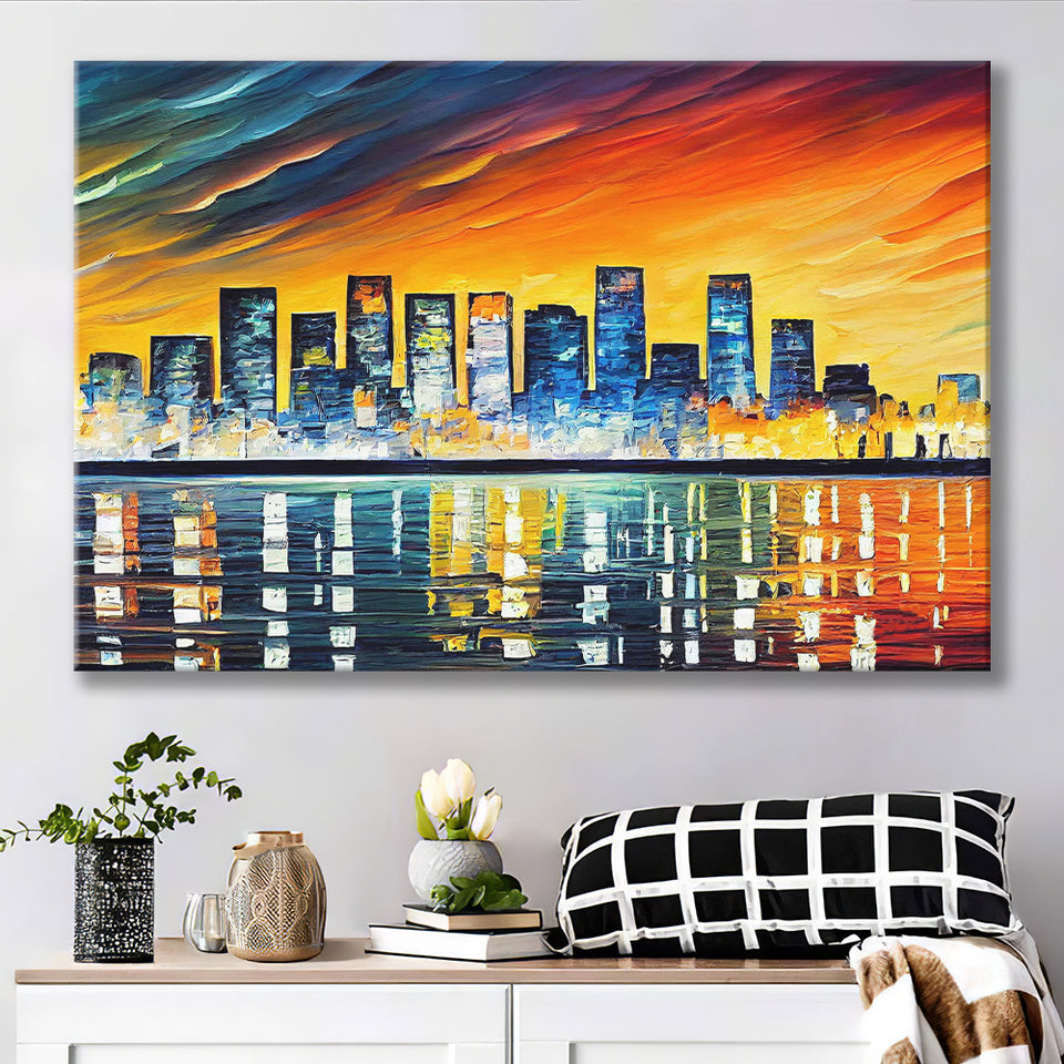Long beach California Skyline Long beach Painting Wall Art, Sport Art Prints Fan Gift, Canvas Prints Wall Art Decor