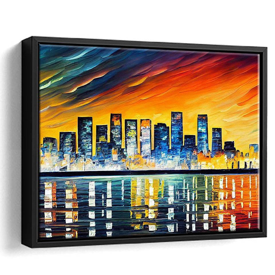 Long beach California Skyline Long beach Painting Wall Art, Sport Art Prints Fan Gift, Framed Canvas Prints Wall Art Decor