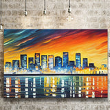Long beach California Skyline Long beach Painting Wall Art, Sport Art Prints Fan Gift, Canvas Prints Wall Art Decor