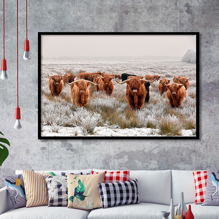 Longhorn Cow Framed Art Prints Wall Art Decor, Framed Picture, Home Decor