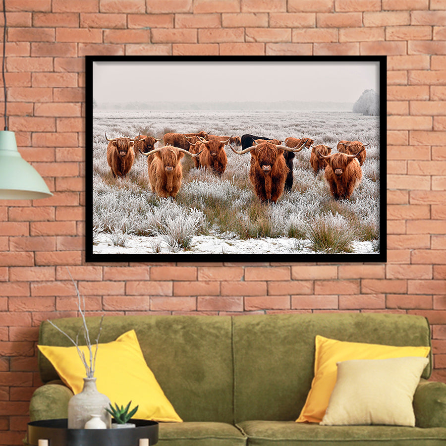 Longhorn Cow Framed Art Prints Wall Art Decor, Framed Picture, Home Decor