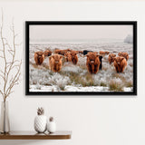 Longhorn Cow Framed Canvas Prints Wall Art Decor, Framed Picture, Floating Frame