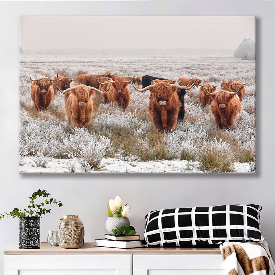 Longhorn Cow Canvas Prints Wall Art Decor - Painting Canvas,Home Decor, Ready to Hang