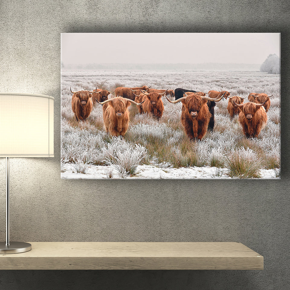Longhorn Cow Canvas Prints Wall Art Decor - Painting Canvas,Home Decor, Ready to Hang