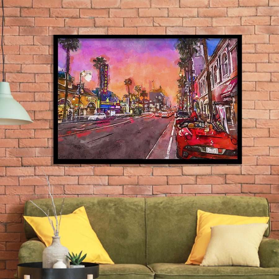 Los Angeles California March City Art Watercolor Framed Art Prints Wall Art Decor,Framed Picture