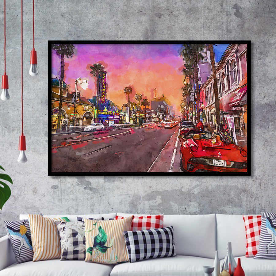 Los Angeles California March City Art Watercolor Framed Art Prints Wall Art Decor,Framed Picture