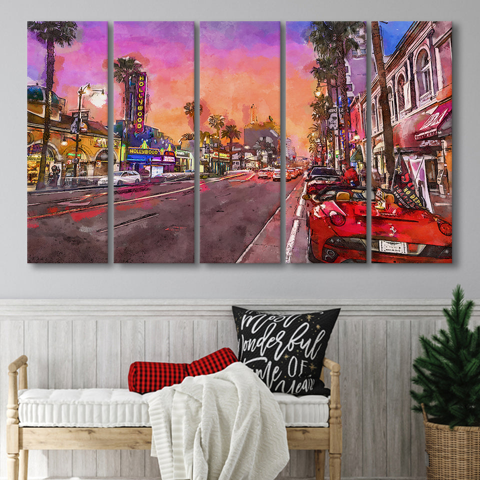 Los Angeles California March 5 Pieces Extra Large Canvas Prints Wall Art Home Decor