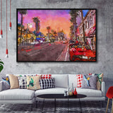 Los Angeles California March City Art Watercolor Framed Canvas Prints Wall Art Home Decor,Floating Frame