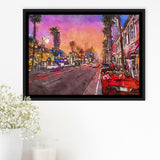 Los Angeles California March City Art Watercolor Framed Canvas Prints Wall Art Home Decor,Floating Frame