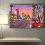 Los Angeles California March City Art Watercolor Canvas Prints Wall Art Home Decor, Large Canvas