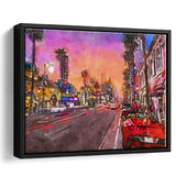 Los Angeles California March City Art Watercolor Framed Canvas Prints Wall Art Home Decor,Floating Frame