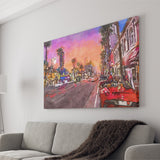 Los Angeles California March City Art Watercolor Canvas Prints Wall Art Home Decor, Large Canvas