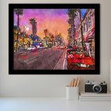 Los Angeles California March City Art Watercolor Framed Art Prints Wall Art Decor,Framed Picture