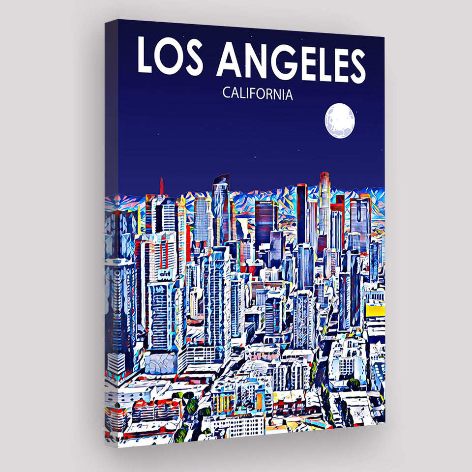 Los Angeles CA Art Art California Night Landscape ,City Art Print, Large Canvas, Canvas Print Wall Art Home Decor