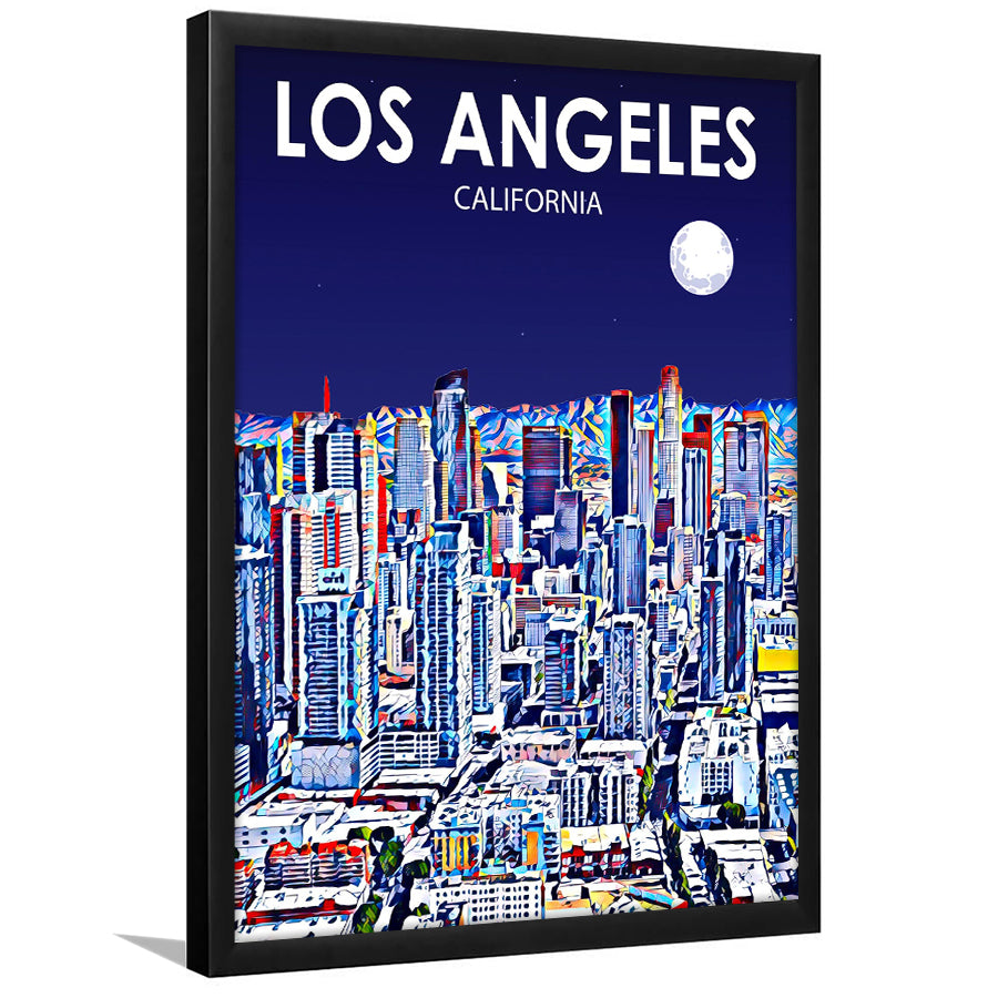 Los Angeles CA Art Art California Night Landscape, City Art Print, Framed Art Print Wall Art Home Decor, Framed Picture