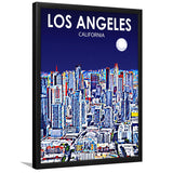 Los Angeles CA Art Art California Night Landscape, City Art Print, Framed Art Print Wall Art Home Decor, Framed Picture