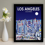 Los Angeles CA Art Art California Night Landscape, City Art Print, Framed Art Print Wall Art Home Decor, Framed Picture