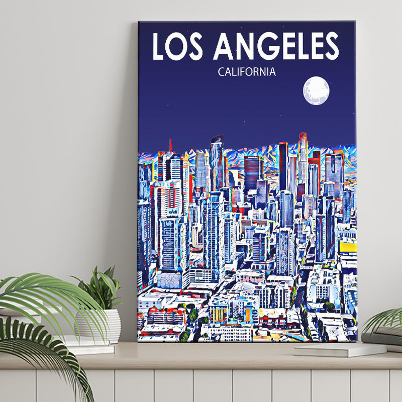 Los Angeles CA Art Art California Night Landscape ,City Art Print, Large Canvas, Canvas Print Wall Art Home Decor
