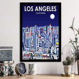 Los Angeles CA Art Art California Night Landscape, City Art Print, Framed Art Print Wall Art Home Decor, Framed Picture