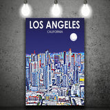 Los Angeles CA Art Art California Night Landscape ,City Art Print, Large Canvas, Canvas Print Wall Art Home Decor