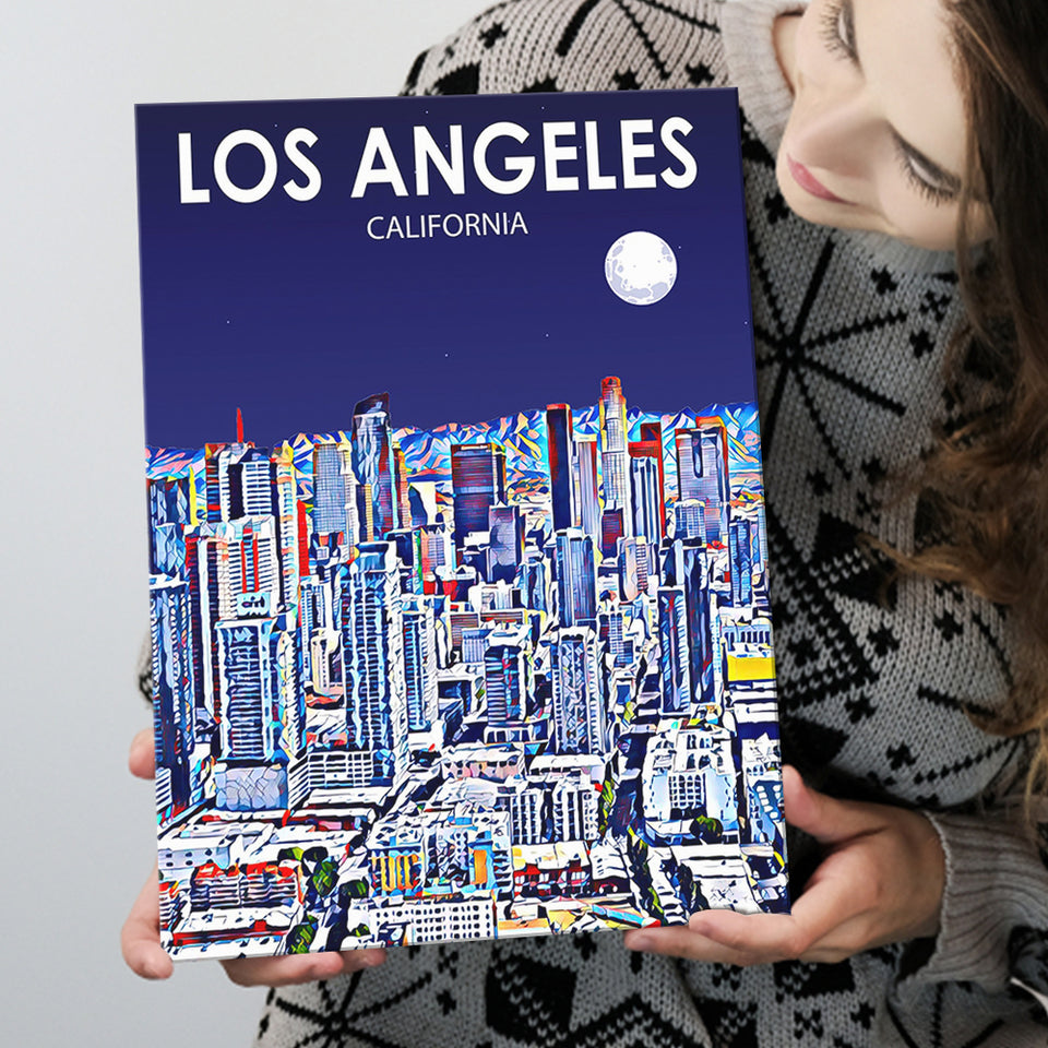 Los Angeles CA Art Art California Night Landscape ,City Art Print, Large Canvas, Canvas Print Wall Art Home Decor