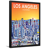 Los Angeles CA Art Art California Sunset Landscape, City Art Print, Framed Art Print Wall Art Home Decor, Framed Picture