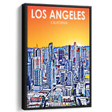 Los Angeles CA Art Art California Sunset Landscape, Large Canvas, Framed Canvas Print Wall Art Home Decor, Floating Frame