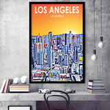 Los Angeles CA Art Art California Sunset Landscape, City Art Print, Framed Art Print Wall Art Home Decor, Framed Picture