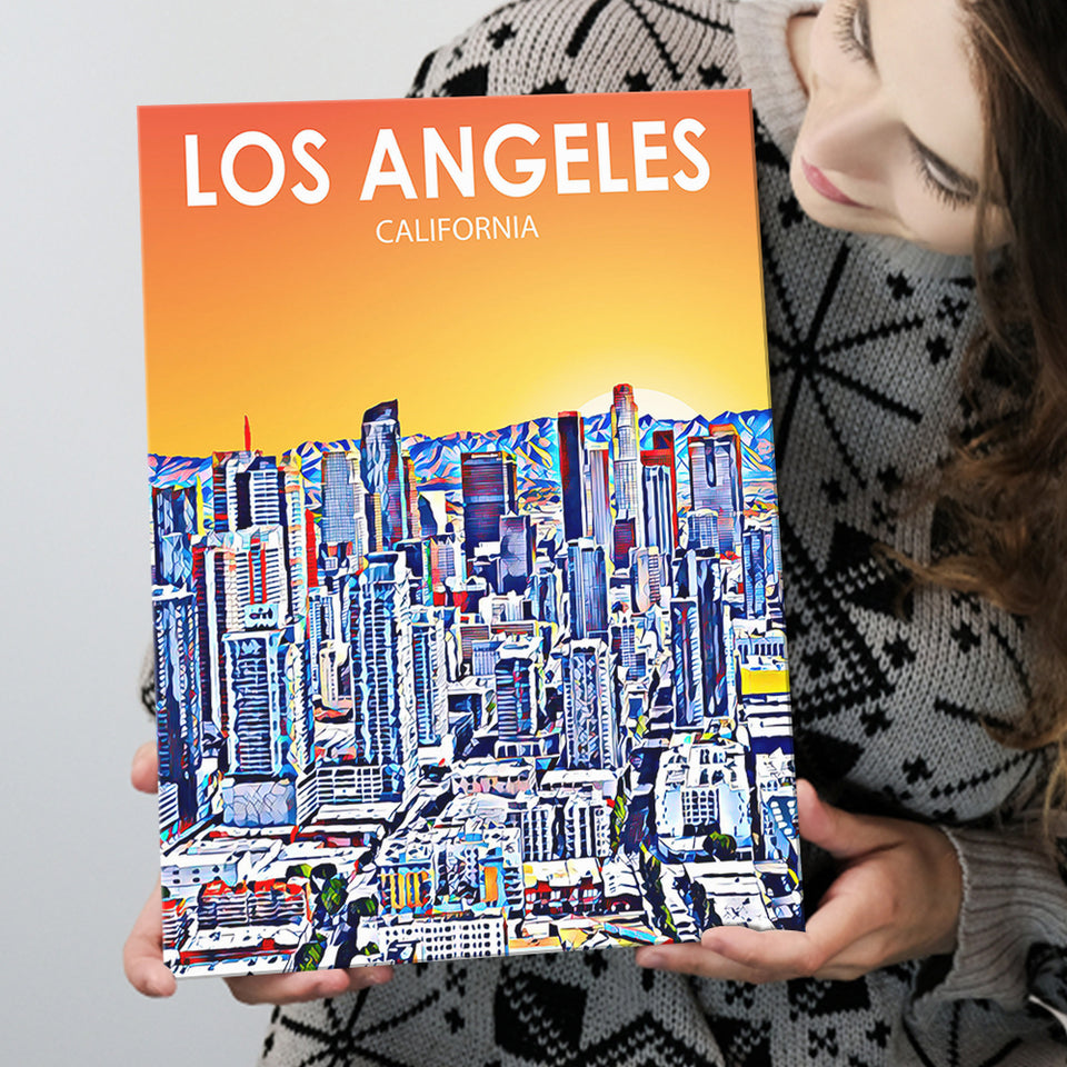 Los Angeles CA Art Art California Sunset Landscape ,City Art Print, Large Canvas, Canvas Print Wall Art Home Decor